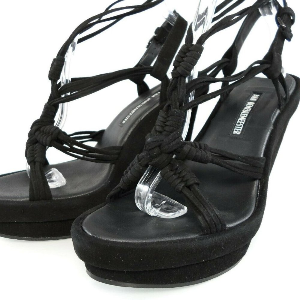 NIB$1025 RUNWAY ANN DEMEULEMEESTER KNOTTED STRAPS ANKLE WRAP WEDGES PLATFORM 11 - Picture 6 of 7